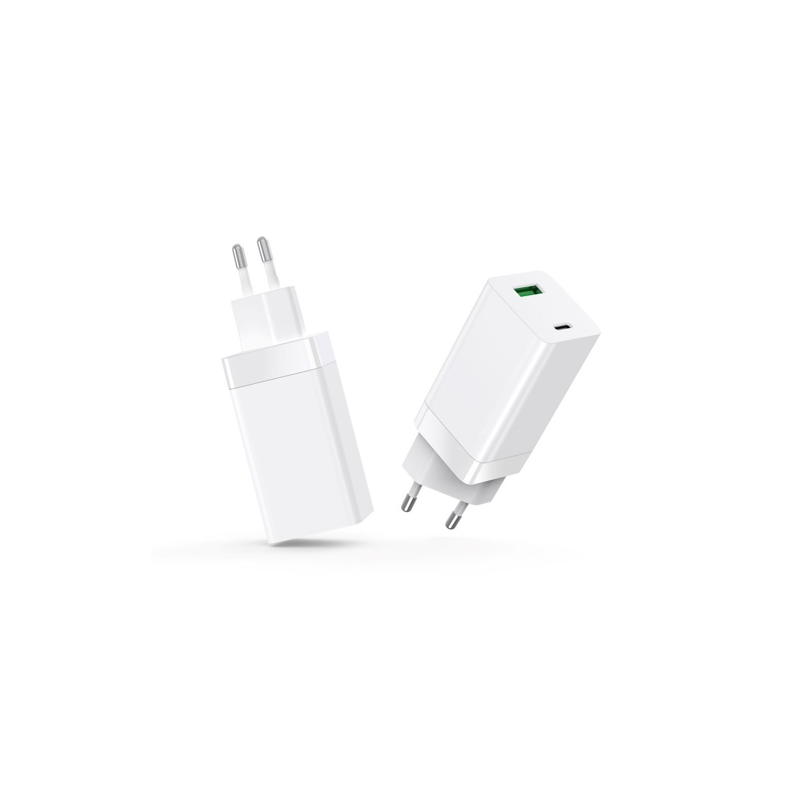 CHARGEUR MURAL FAST CHARGE GaN SETTY 65W - USB-A + USB-C (PD & QC) LSI-02 - BLANC