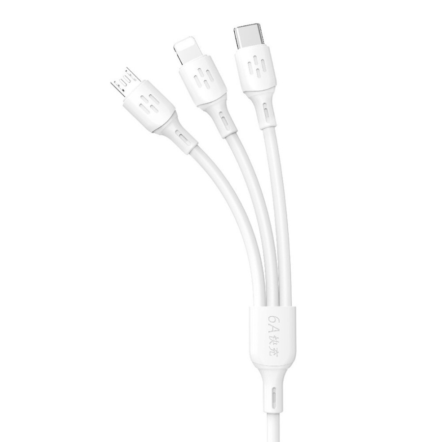CÂBLE DE CHARGE 3-EN-1 - DUDAO L8AW1 - 6A 1.2M BLANC