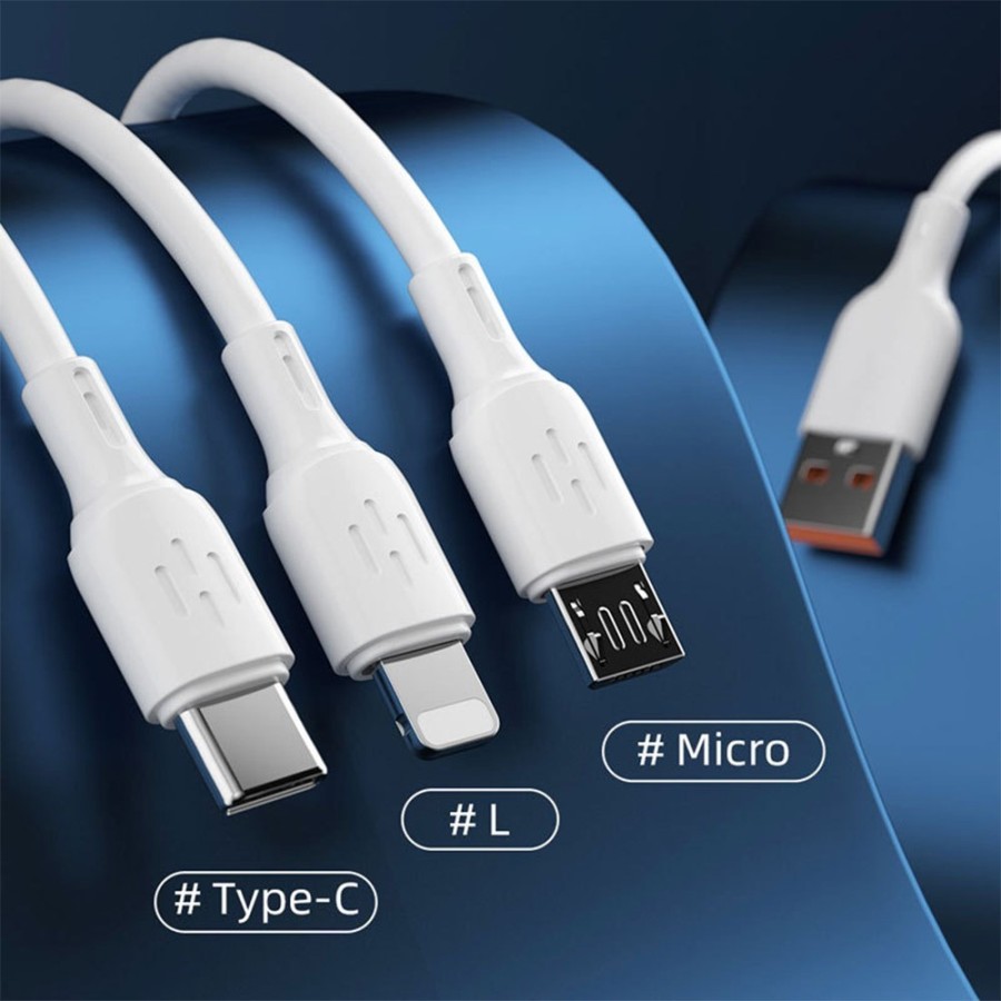 CÂBLE DE CHARGE 3-EN-1 - DUDAO L8AW1 - 6A 1.2M BLANC