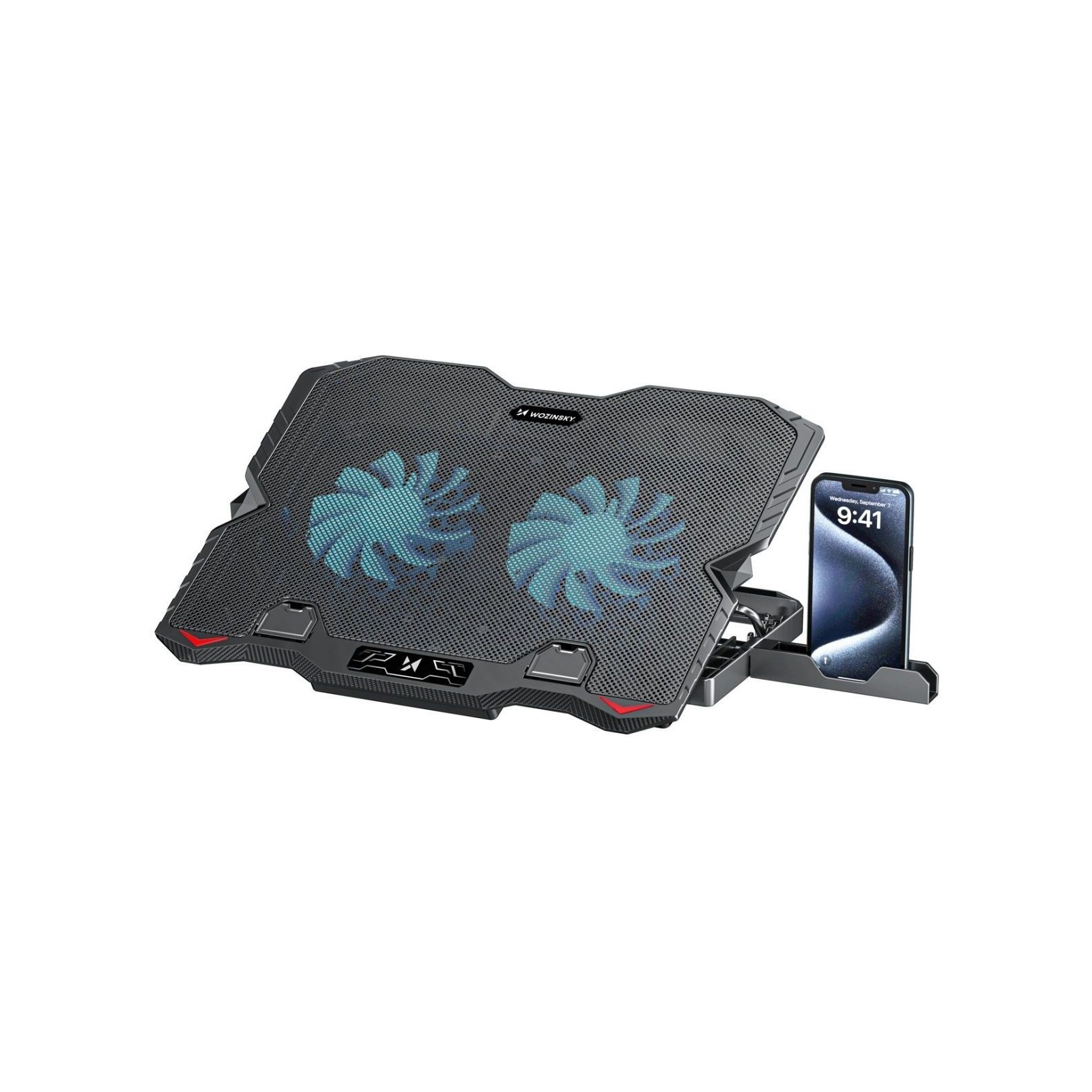SUPPORT DE REFROIDISSEMENT ORDINATEUR PORTABLE / PC PORTABLE - WOZINSKY WDCX-015 STORMPAD - NOIR (+ RGB)