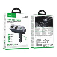 CHARGEUR ALLUME-CIGARE VOITURE HOCO Z65B 240W - GRIS