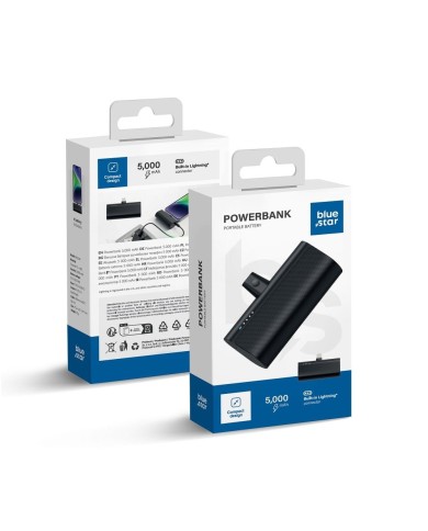 POWERBANK BLUE STAR 5 000 MAH - LIGHTNING INTÉGRÉ - NOIR (W0556P)