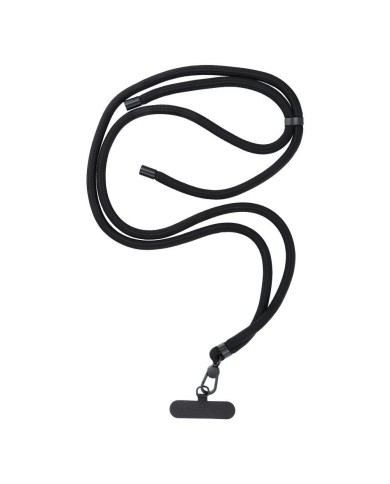 TOUR DE COU / COLLIER SWING POUR SMARTPHONE EN CORDON DACRON REGLABLE 8MM - NOIR