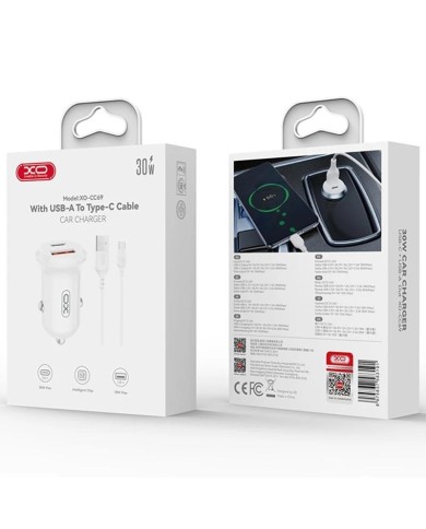 CHARGEUR ALLUME-CIGARE VOITURE - XO CC69 - 30W BLANC (USB-A + USB-C)