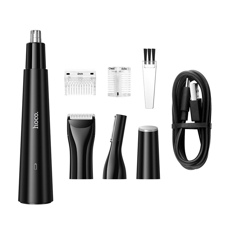 HOCO HP37 - KIT TONDEUSE MULTIFONCTION 3-EN-1 RECHARGEABLE (NEZ, SOURCILS, BARBE) NOIRE