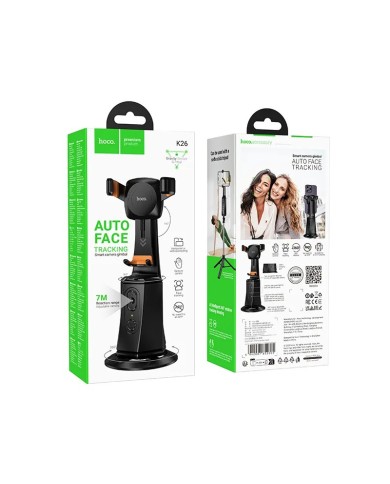SUPPORT DE TÉLÉPHONE AVEC SUIVI DE VISAGE AUTO 360° HOCO K26 — NOIR