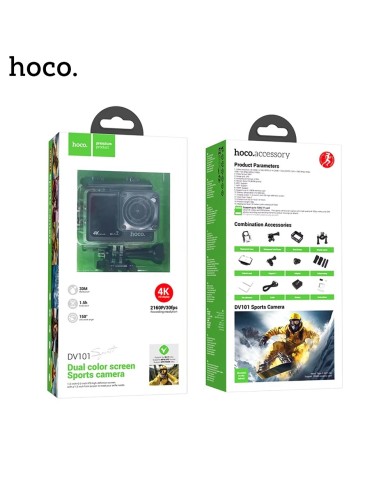CAMÉRA SPORT HOCO DV101 ULTRA HD 4K — DOUBLE ÉCRAN COULEUR — ENREGISTREMENT 2160P / 30 FPS