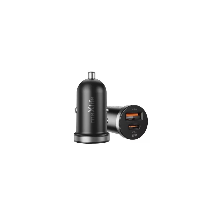 CHARGEUR ALLUME-CIGARE VOITURE - MAXLIFE MXCC-05-35AC - 35W NOIR (USB-A + USB-C)