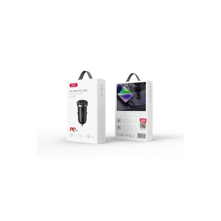 CHARGEUR ALLUME-CIGARE VOITURE - XO-CC56 - 30W NOIR (USB-A + USB-C)