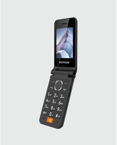 TÉLÉPHONE MOBILE SENIOR - KONROW SENIOR FLIP 4G - COMPATIBLE APPAREIL AUDITIF - NOIR