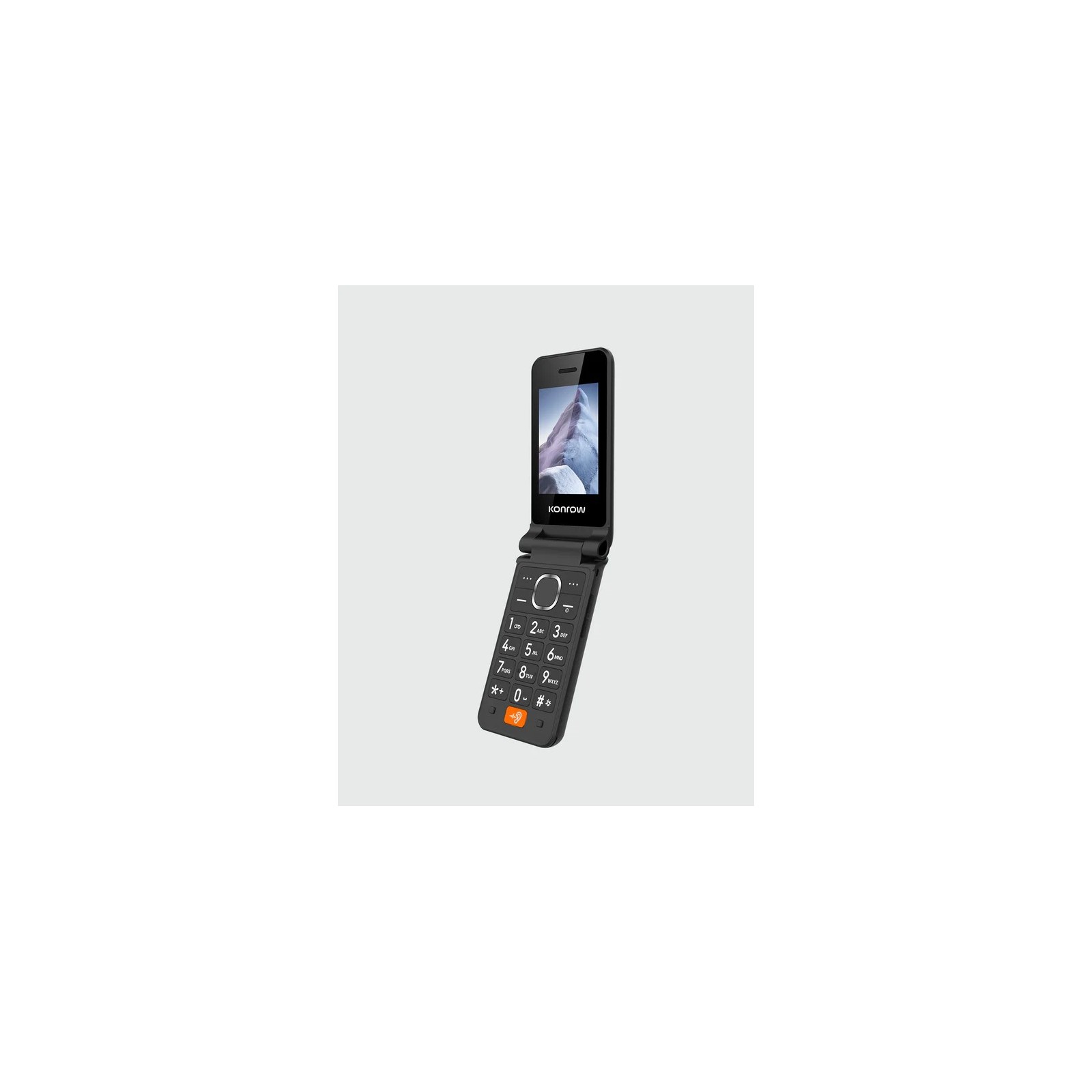 TÉLÉPHONE MOBILE SENIOR - KONROW SENIOR FLIP 4G - COMPATIBLE APPAREIL AUDITIF - NOIR
