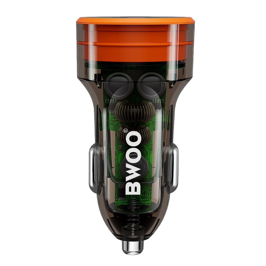 CHARGEUR ALLUME-CIGARE VOITURE - BWOO BO-CC85 - 38W TRANSPARENT (1x USB-A / 1x USB-C)