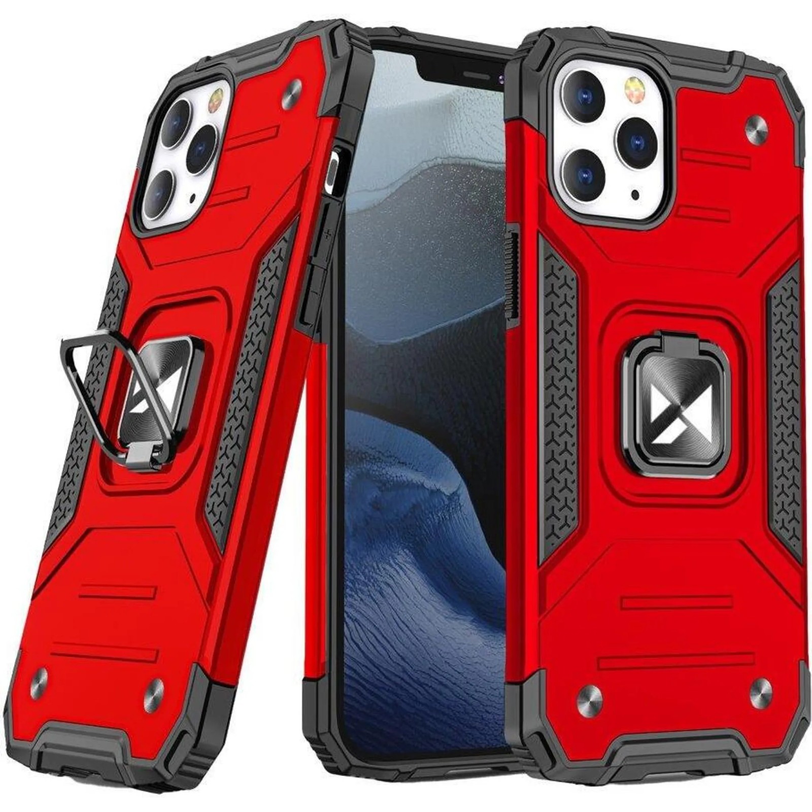 COQUE ROBUSTE AVEC ANNEAU POUR IPHONE 15 PRO MAX - ROUGE