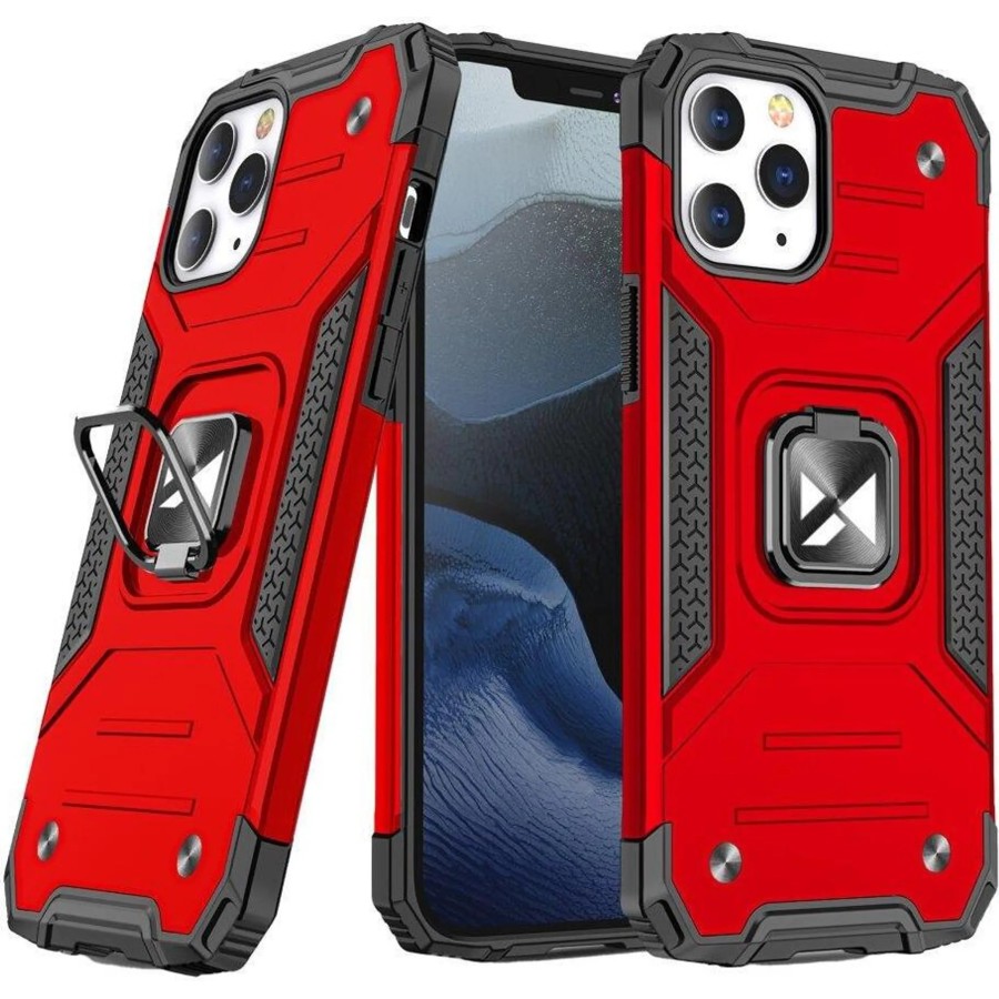 COQUE ROBUSTE AVEC ANNEAU POUR IPHONE 15 PRO MAX - ROUGE
