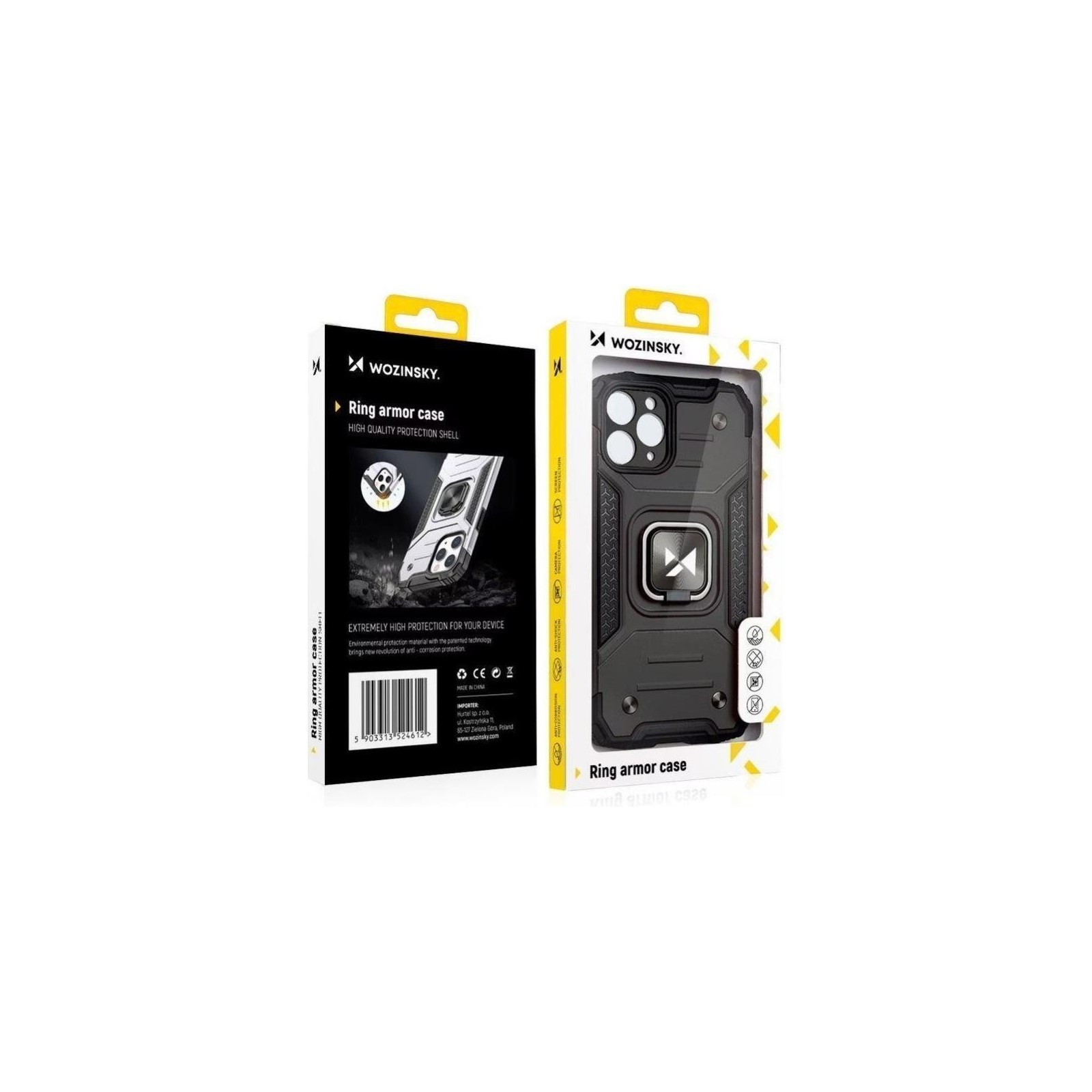 COQUE ROBUSTE AVEC ANNEAU POUR IPHONE 13 PRO - NOIR