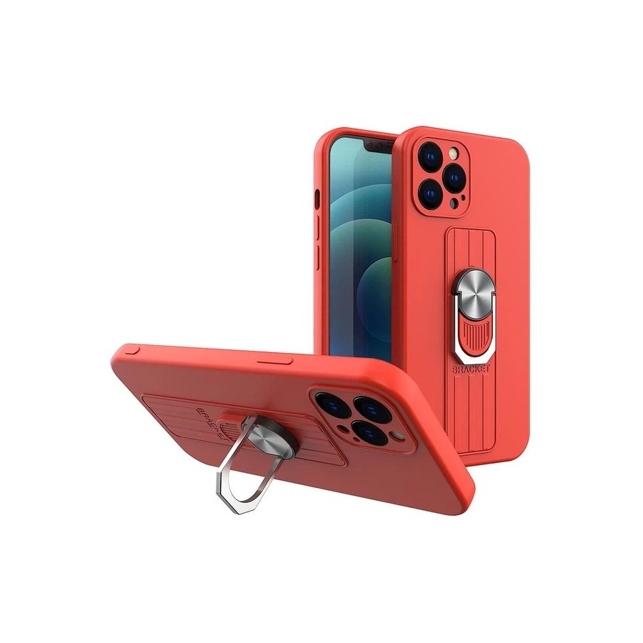 COQUE AVEC ANNEAU POUR IPHONE 13 PRO - ROUGE