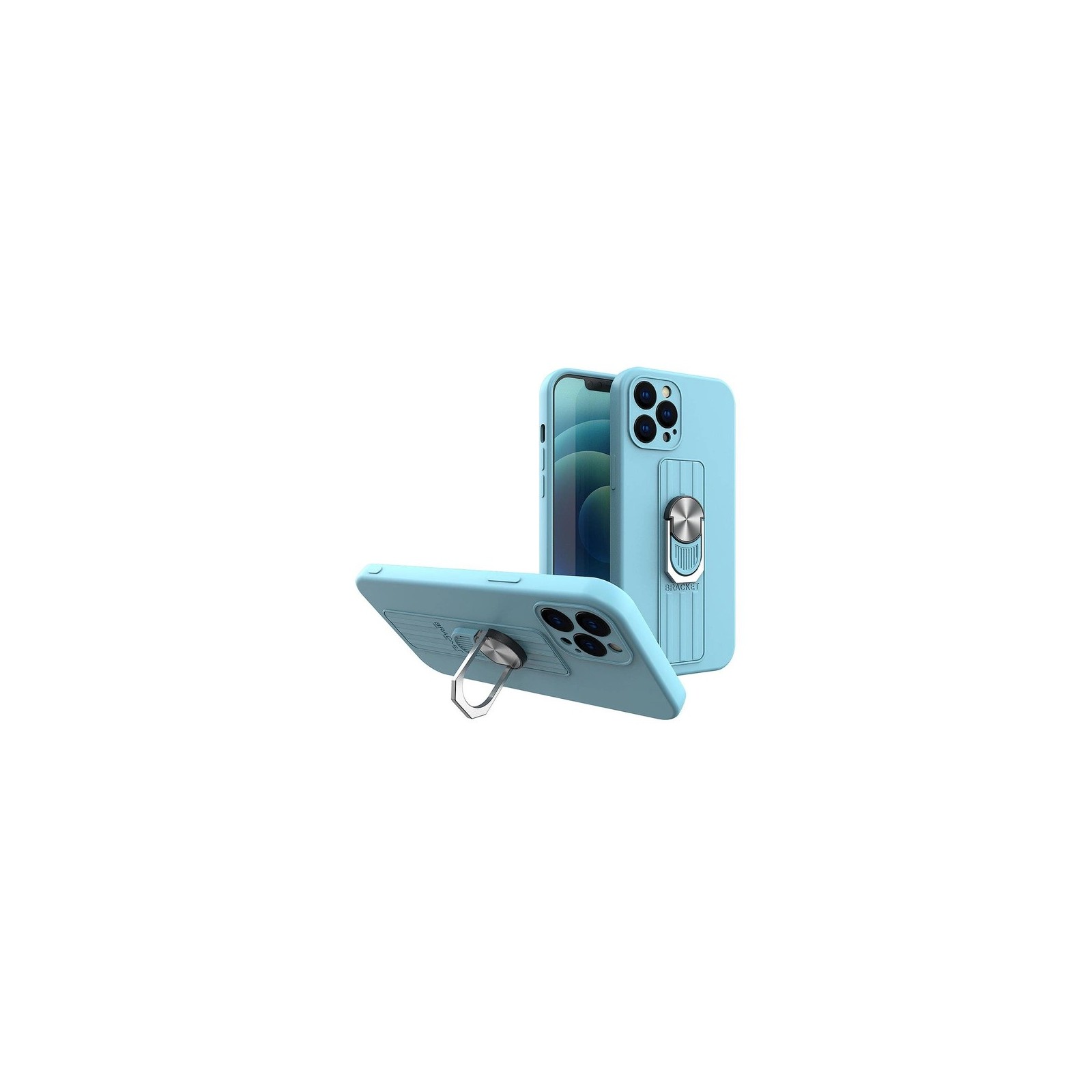 COQUE AVEC ANNEAU POUR IPHONE 13 PRO - CYAN