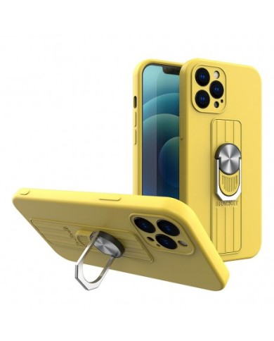 COQUE AVEC ANNEAU POUR IPHONE 13 - JAUNE