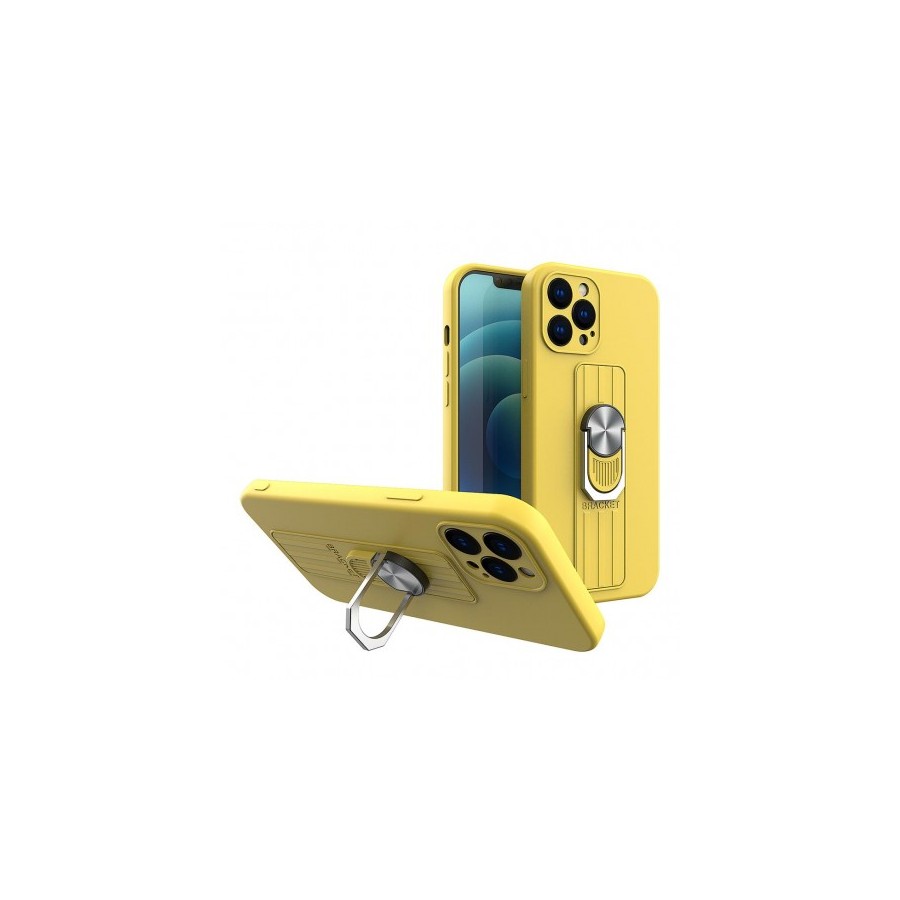COQUE AVEC ANNEAU POUR IPHONE 13 - JAUNE