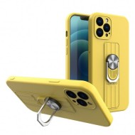 COQUE AVEC ANNEAU POUR IPHONE 13 - JAUNE