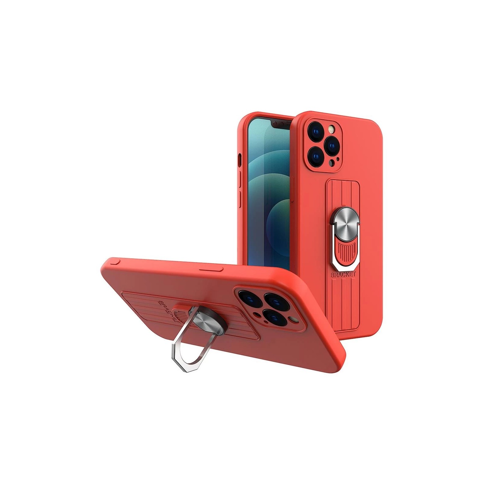 COQUE AVEC ANNEAU POUR IPHONE 13 - ROUGE