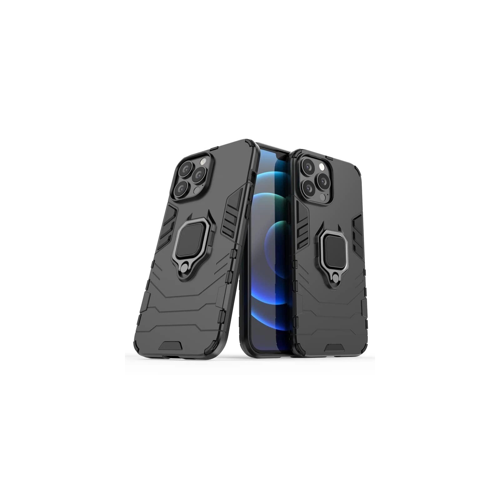 COQUE ROBUSTE AVEC ANNEAU POUR IPHONE 13 - NOIR