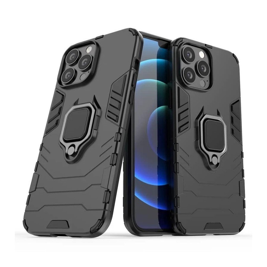 COQUE ROBUSTE AVEC ANNEAU POUR IPHONE 13 - NOIR