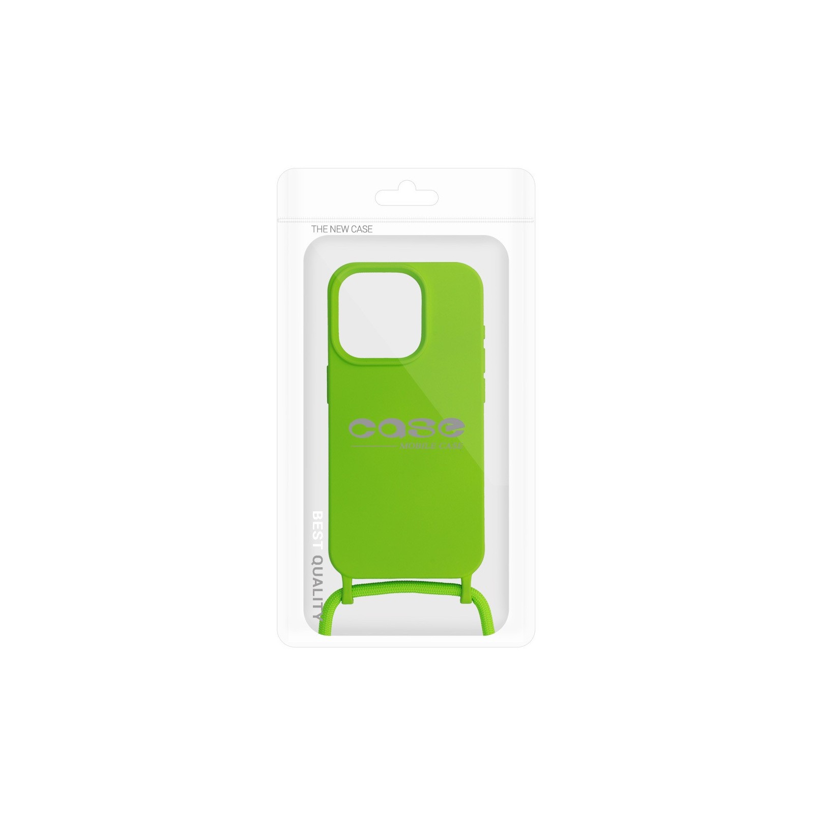 COQUE EN SILICONE AVEC CORDON POUR IPHONE 15 PRO - VERT