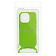 COQUE EN SILICONE AVEC CORDON POUR IPHONE 15 PRO - VERT