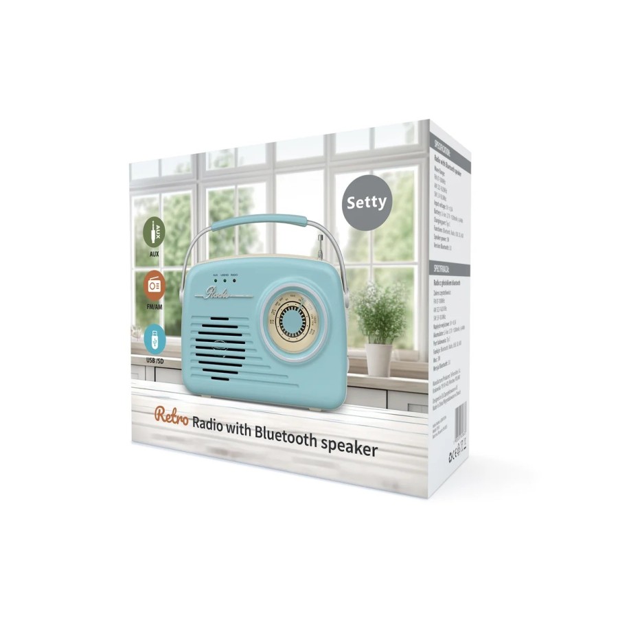 ENCEINTE BLUETOOTH SETTY RETRO P350 AVEC RADIO FM - 3W-BLEU