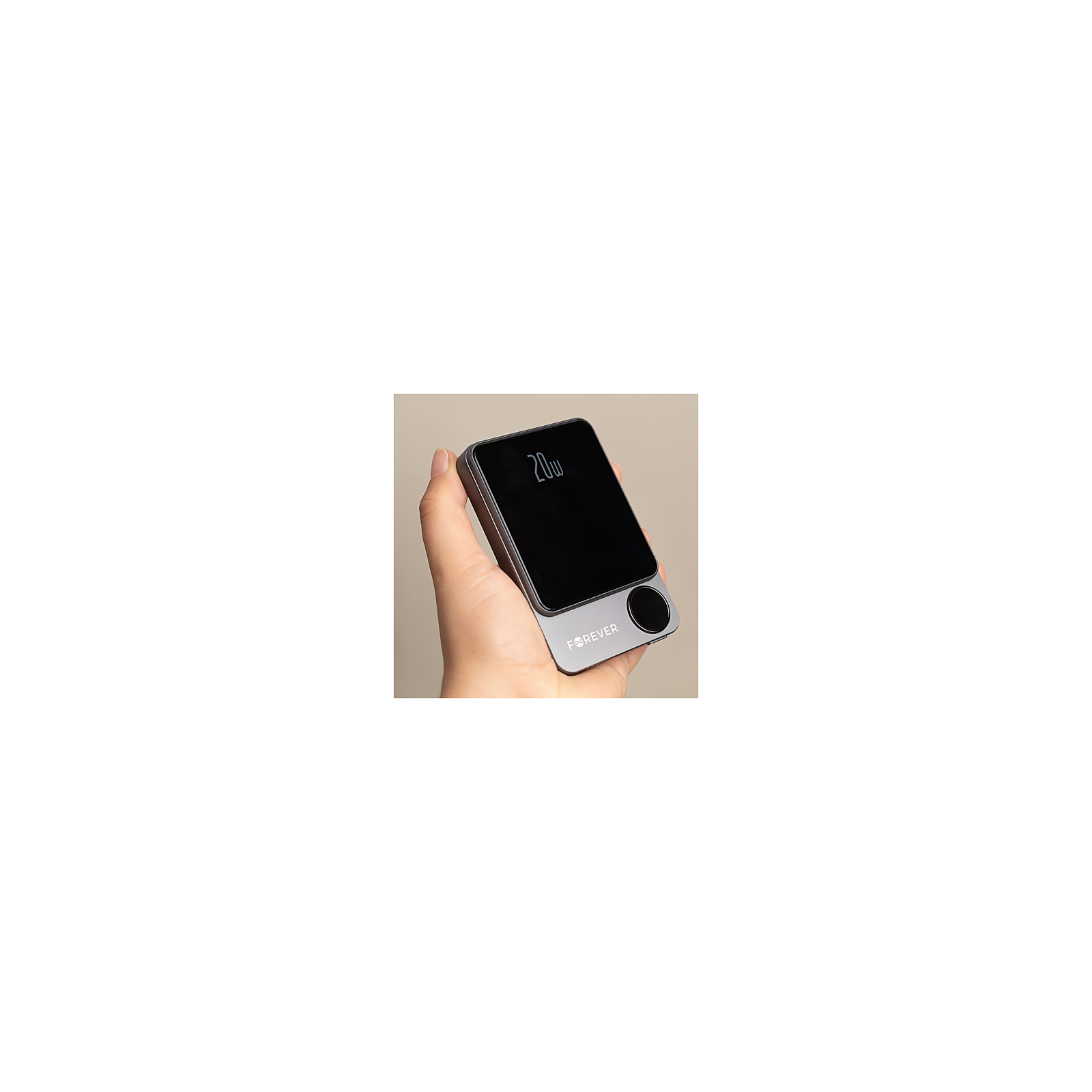 POWERBANK MAGSAFE 5000 MAH AVEC AFFICHAGE DIGITAL USB-C ET LIGHTNING - NOIR - FOREVER