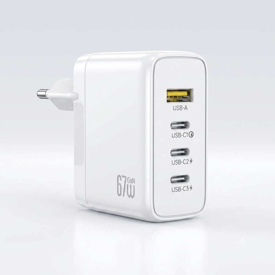 CHARGEUR SECTEUR XO CE39 GAN 67W - 3XUSB-C + 1XUSB-A - BLANC
