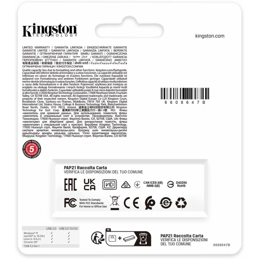 CLÉ USB KINGSTON DATATRAVELER EXODIA 128 GO - USB 3.2 GEN 1 - USB-A