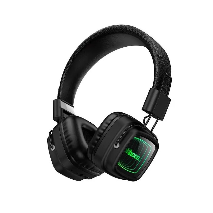 CASQUE SANS FIL BLUETOOTH HOCO W72 - OREILLETTES MIROIR INFINI LUMINEUX EFFET ABYSSAL - NOIR