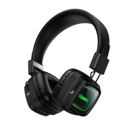 CASQUE SANS FIL BLUETOOTH HOCO W72 - OREILLETTES MIROIR INFINI LUMINEUX EFFET ABYSSAL - NOIR