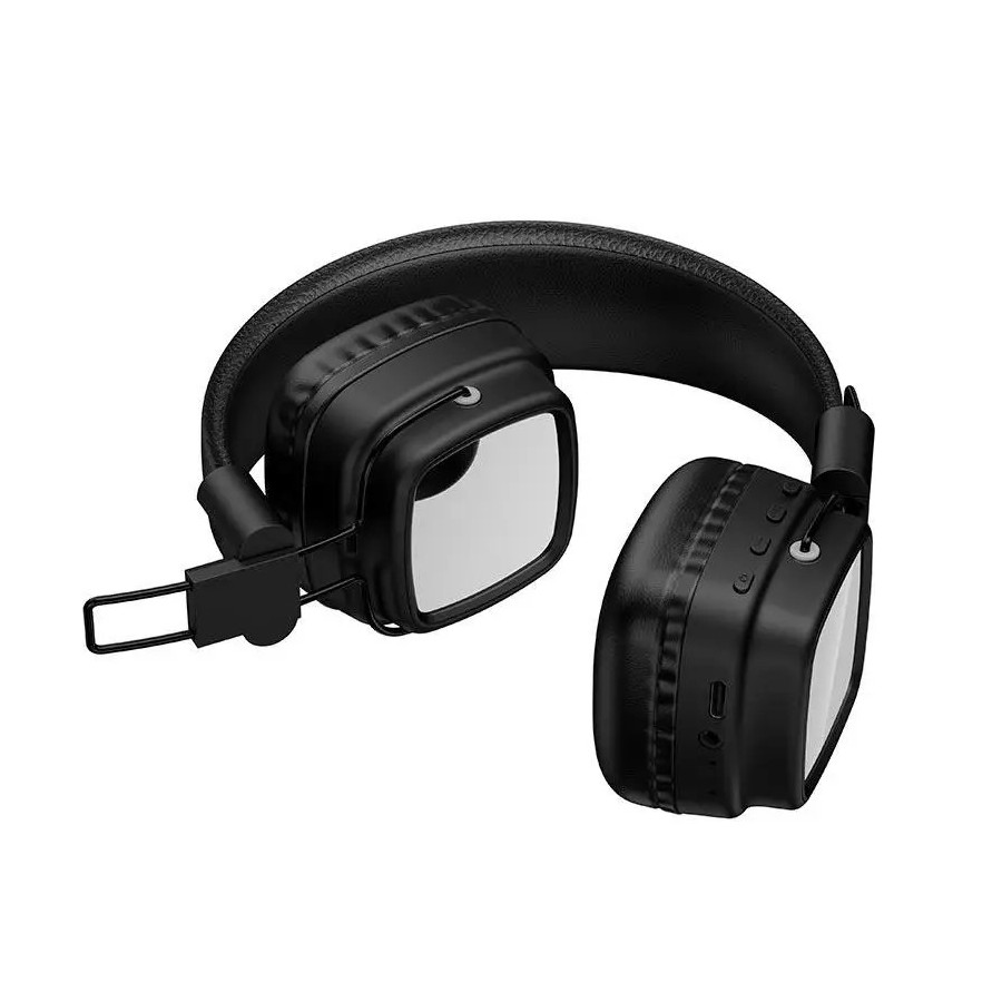 CASQUE SANS FIL BLUETOOTH HOCO W72 - OREILLETTES MIROIR INFINI LUMINEUX EFFET ABYSSAL - NOIR