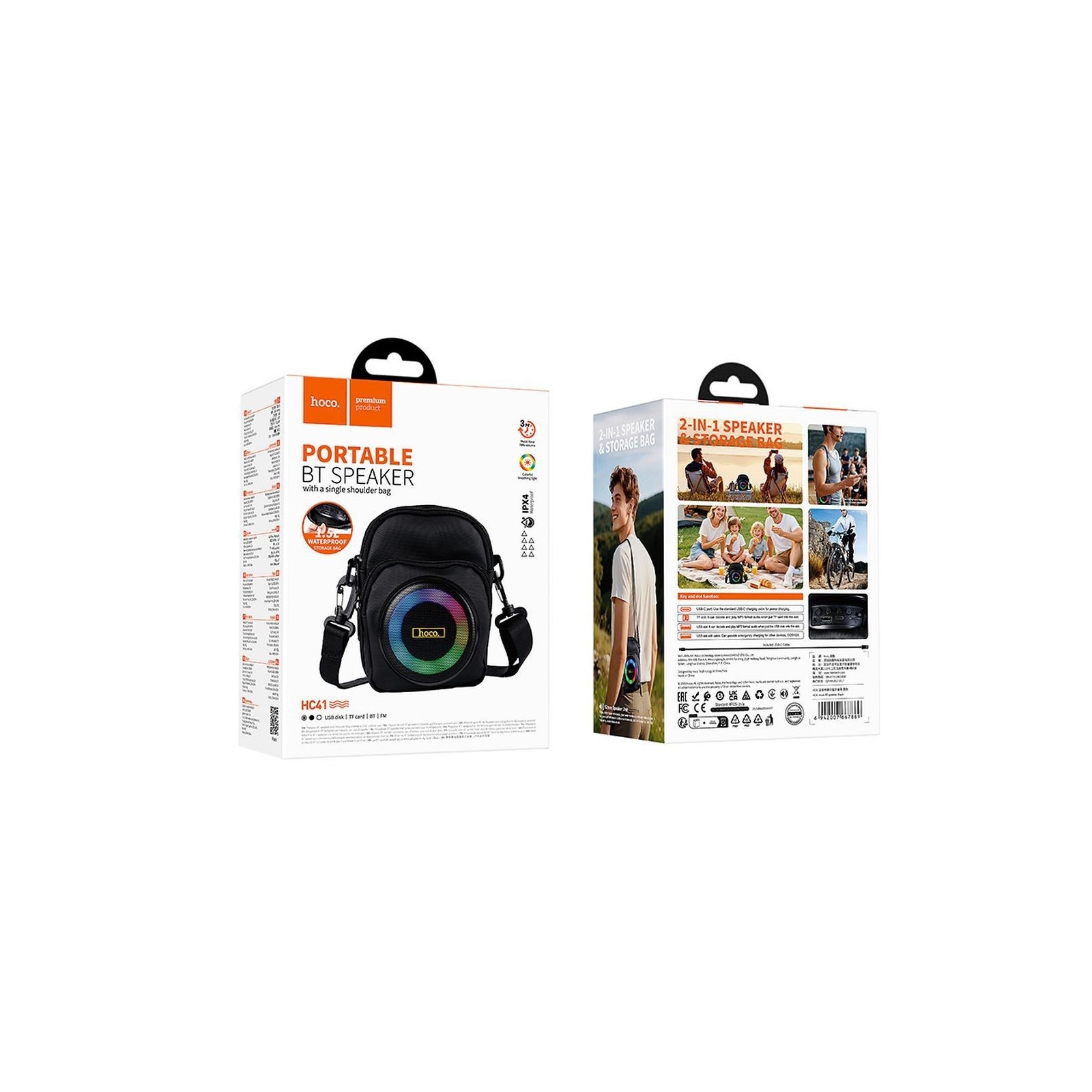 ENCEINTE PORTABLE BLUETOOTH HOCO HC41 - 8W - 1.5L - DESIGN BANDOULIÈRE - NOIR