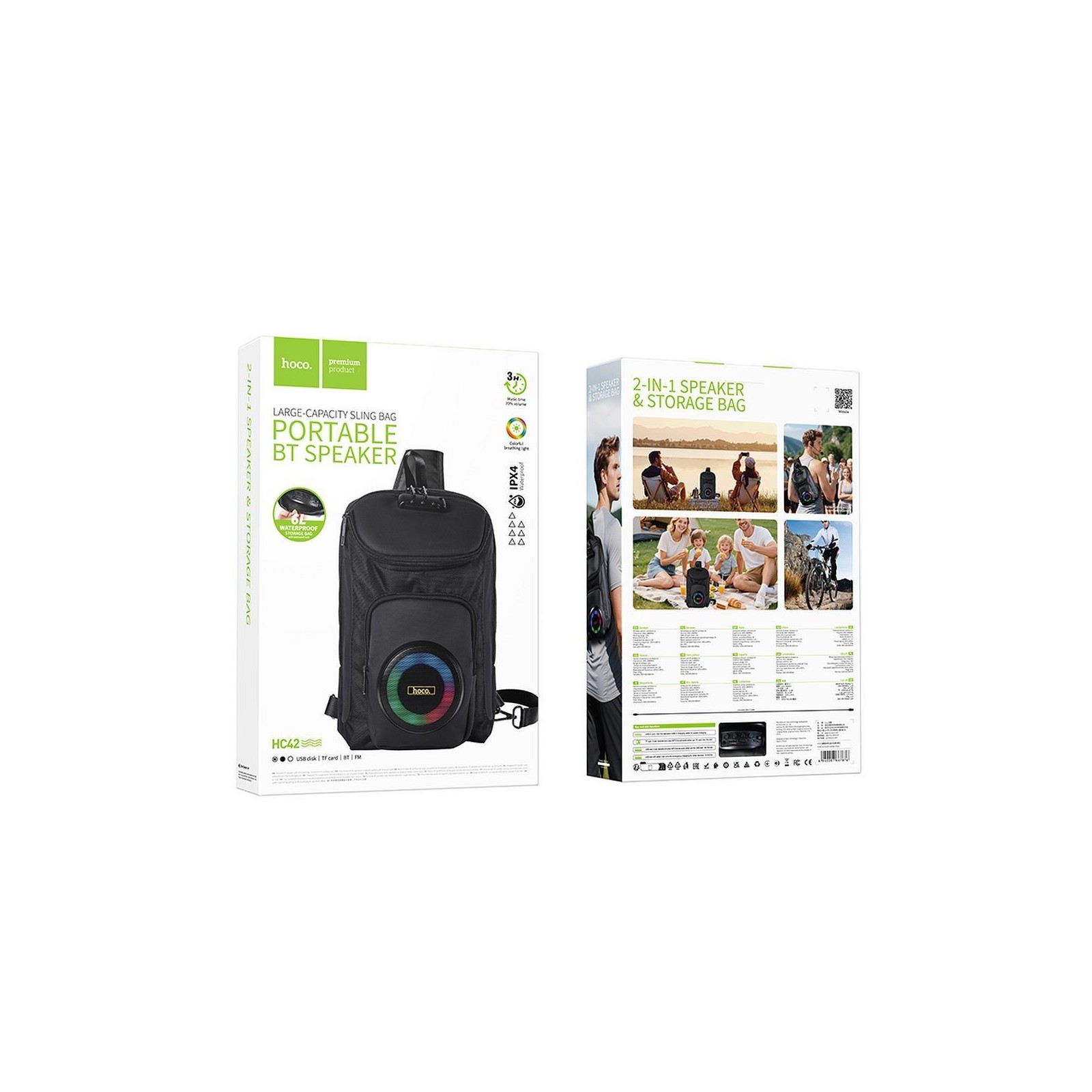 ENCEINTE PORTABLE BLUETOOTH HOCO HC42 - 8W - 6L - DESIGN SAC À DOS - NOIR