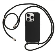 COQUE EN SILICONE AVEC CORDON POUR IPHONE 15 PRO - NOIR