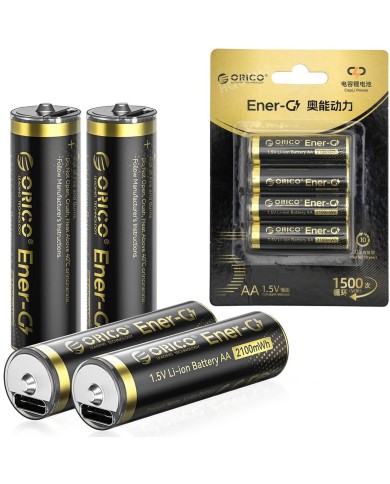 Pack de 4 Piles Rechargeables AA Lithium-Ion 1,5V avec Port USB-C 2100mWh