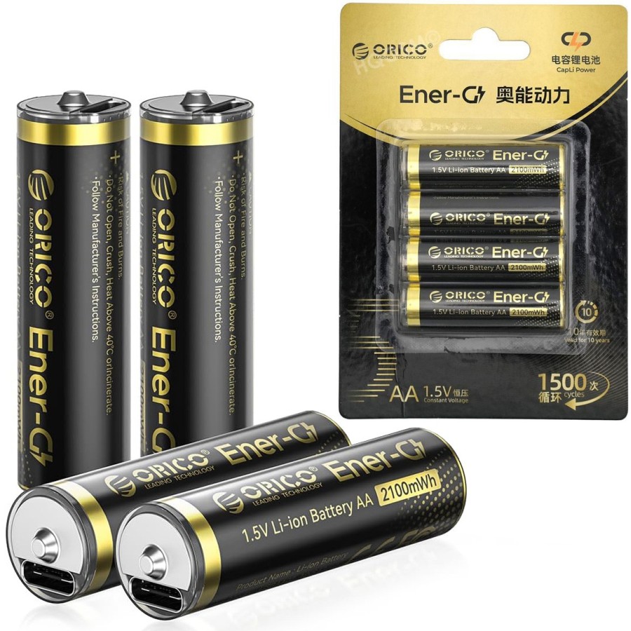 Pack de 4 Piles Rechargeables AA Lithium-Ion 1,5V avec Port USB-C 2100mWh
