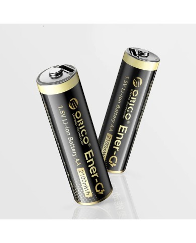 Pack de 2 Piles Rechargeables AA Lithium-Ion 1,5V avec Port USB-C 2100mWh