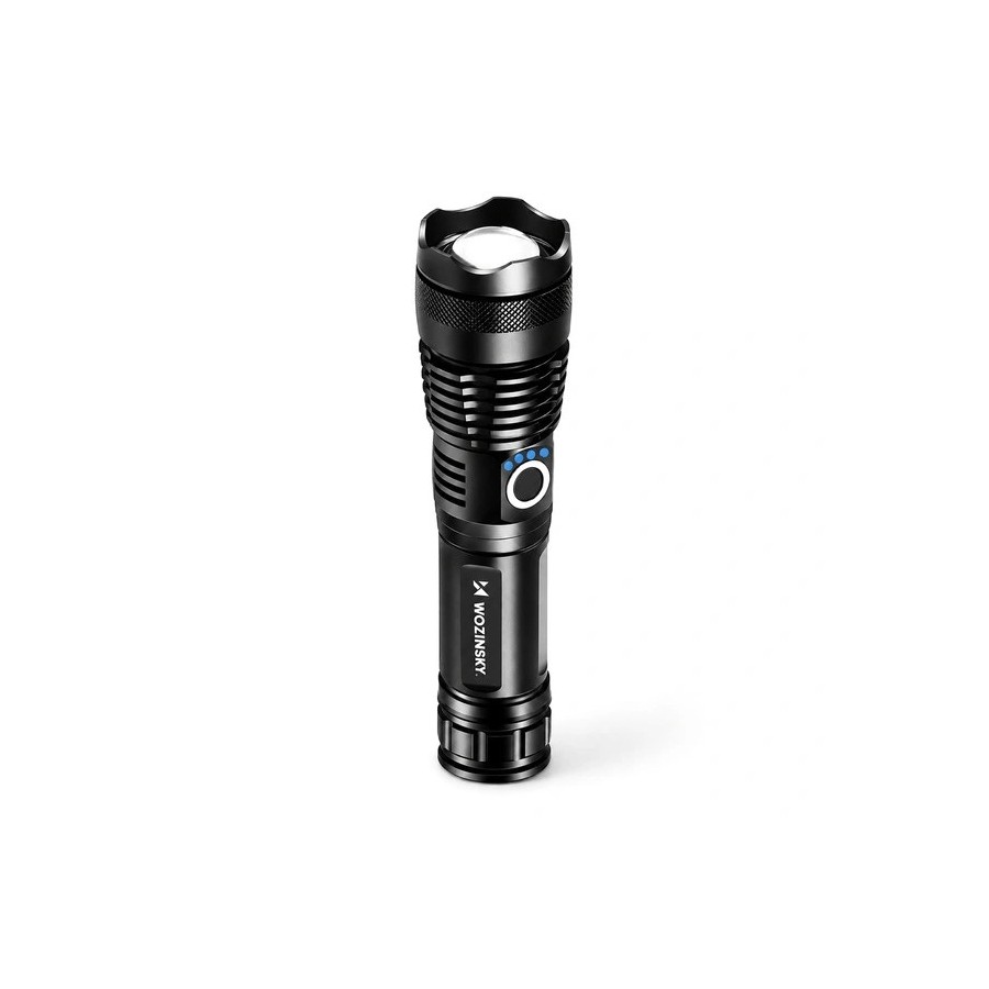 Lampe Torche Tactique Wozinsky WLT-15W 15W 1500lm CREE IP65 avec Faisceau Ajustable - Noir