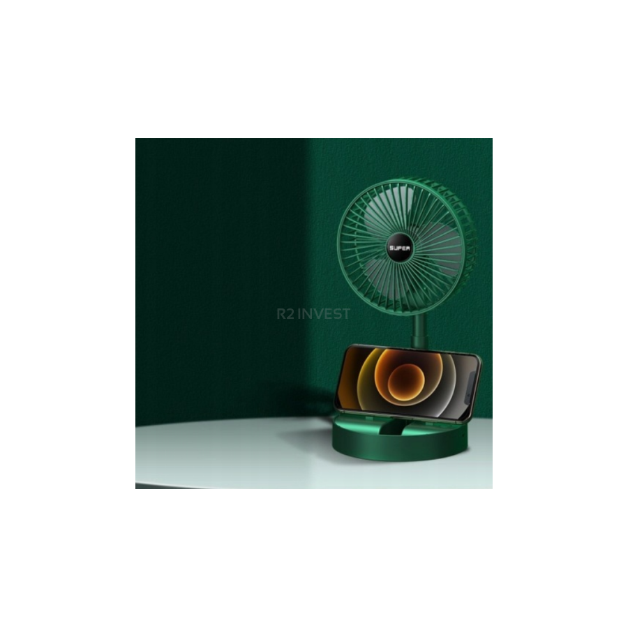 Mini Ventilateur USB Portable de Table 4,5W - Vert - Télescopique et Ajustable