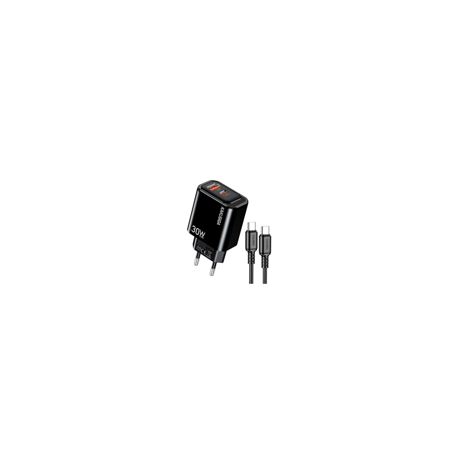 Chargeur Secteur Kakusiga KSC-1668 - PD 30W / QC 3.0 + Câble USB Type-C - Noir