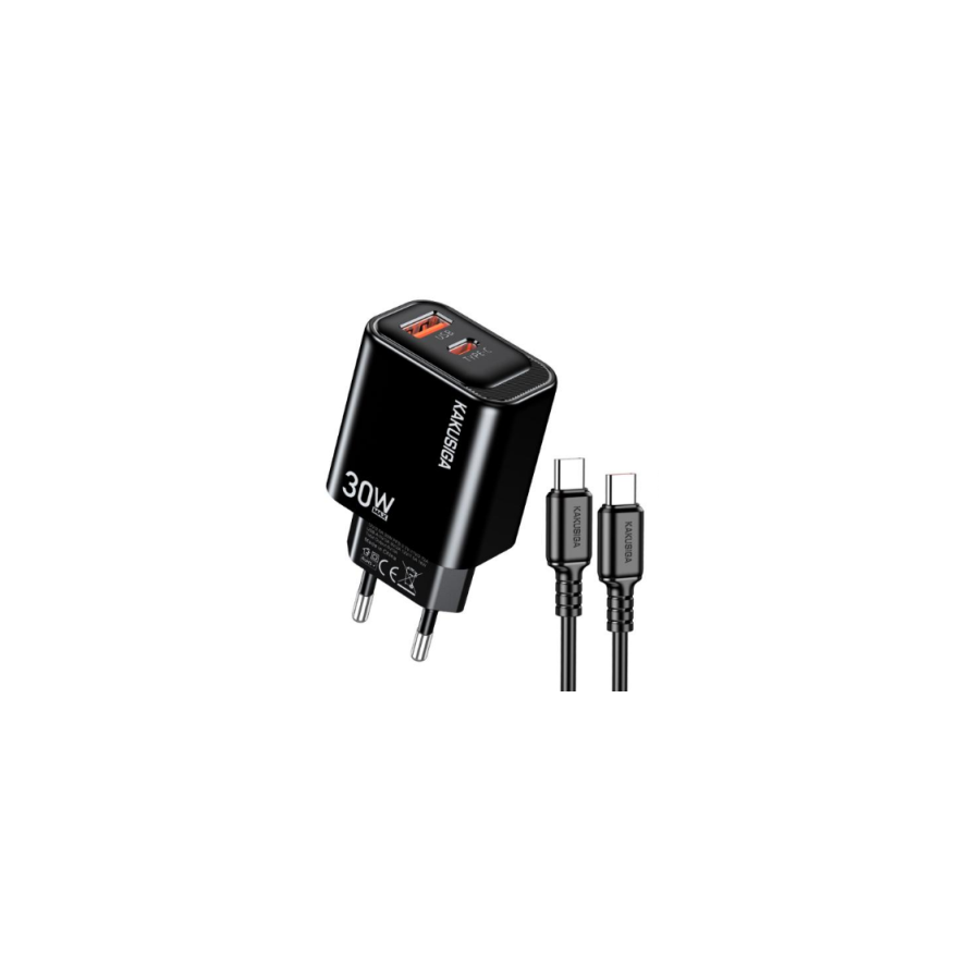 Chargeur Secteur Kakusiga KSC-1668 - PD 30W / QC 3.0 + Câble USB Type-C - Noir