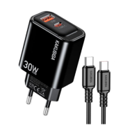 Chargeur Secteur Kakusiga KSC-1668 - PD 30W / QC 3.0 + Câble USB Type-C - Noir