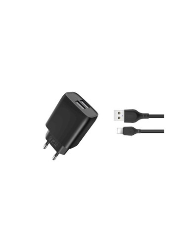 XO-L57 - PACK CHARGEUR SECTEUR UNIVERSEL 2.4A + CÂBLE LIGHTNING (IPHONE / IPAD) 1M NOIR