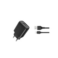 XO-L57 - PACK CHARGEUR SECTEUR UNIVERSEL 2.4A + CÂBLE LIGHTNING (IPHONE / IPAD) 1M NOIR
