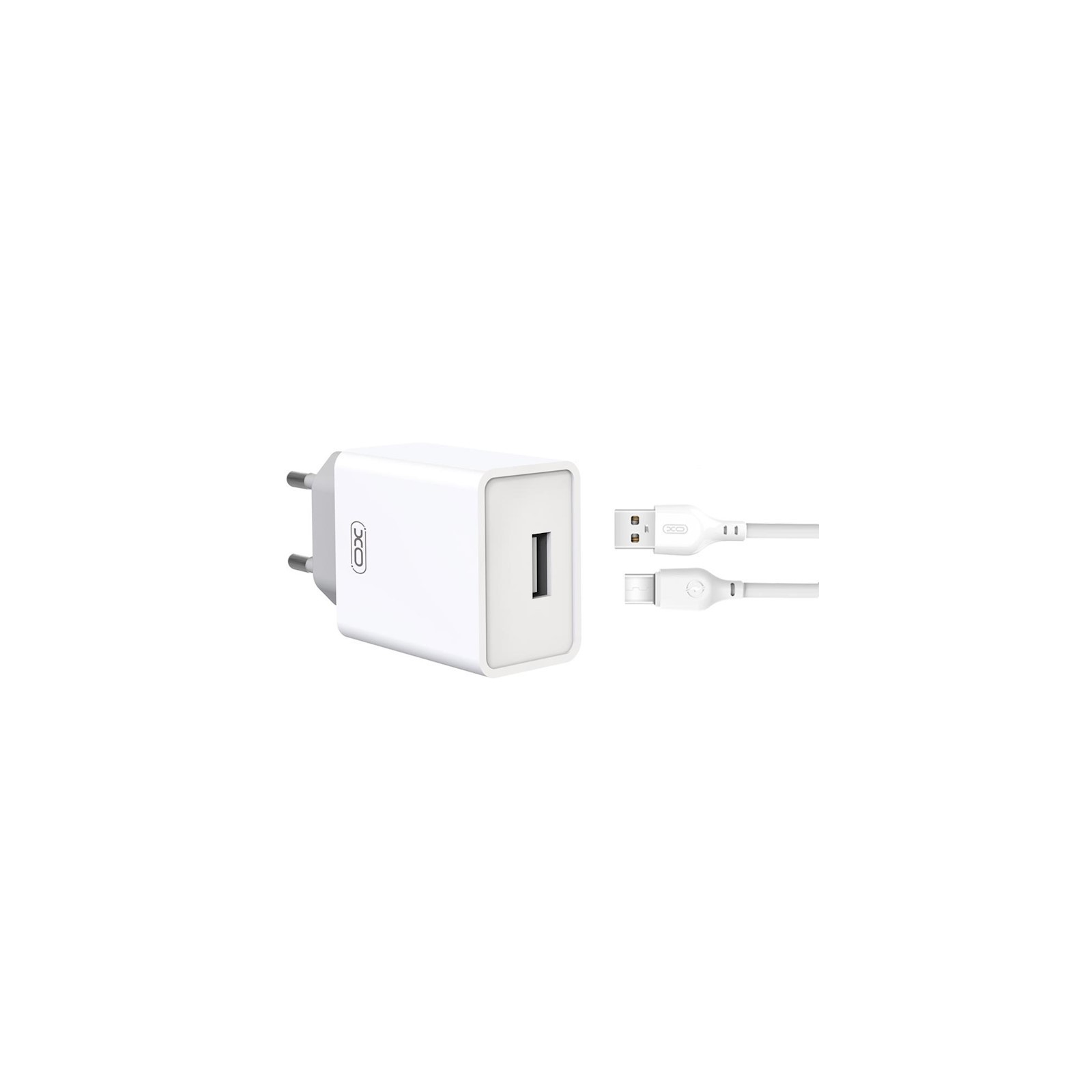 Chargeur secteur XO-L93 12W 2 Ports USB-A + Câble USB-A vers USB-C Blanc – Pack